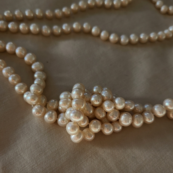 Genuine Classic White Freshwater Pearl Long Necklace - Picture 2 of 7